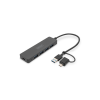 DIGITUS DA-70235 4 Port USB 3.0 Hub USB-C Adaptörlü, 5Gbps