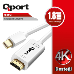 Qport 1.8M Mi̇ni̇ Displayport To Hdmi Kablo (Q-Dpm)