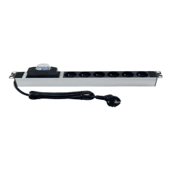Ager 6Xdin49440 Soketli Schuko Grup Priz, 19'' 1U, Aluminyum Profil G&Ouml;Vdeli, 16A
