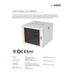 Ager Agena Flat Demonte 9U W=600Mm D=600Mm 19'' Duvar Tipi Kabinet 