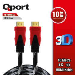 Qport 10M Altin U&Ccedil;Lu Hdmi Kablo 1.4V (Q-Hdmi10)