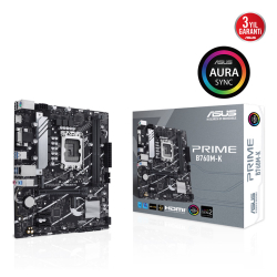 Asus Prime B760M-K Lga1700 Ddr5 8000 &Ccedil;Ift M2 Usb3.2 Aura Rgb 2.5Gbit Lan Matx