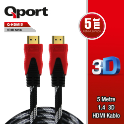 Qport 5M Altin U&Ccedil;Lu Hdmi Kablo 1.4V (Q-Hdmi5)